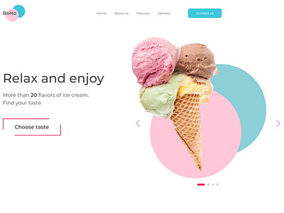 Landing page of ice cream