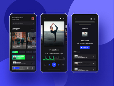 Podcast Mobil Dark Mode UI app dark app dark theme dark ui design minimal mobile design mobile ui podcast podcast art podcasting ui ux