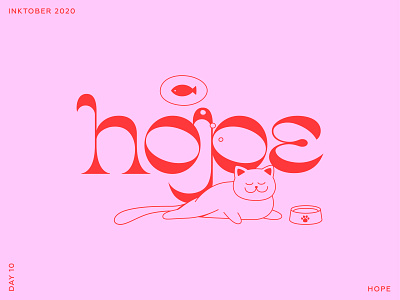 Inktober 2020. Lettering & Cats. Day 10 - Hope. calligraphy cat design fonts hand drawn illustration ipad lettering lettering typography vector