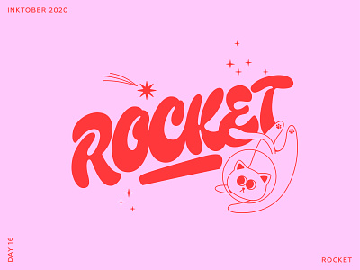 Inktober 2020. Lettering & Cats. Day 16 - Rocket. calligraphy cat design fonts hand drawn illustration ipad lettering lettering typography vector