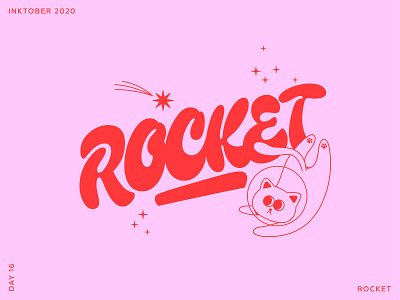 Inktober 2020. Lettering & Cats. Day 16 - Rocket.