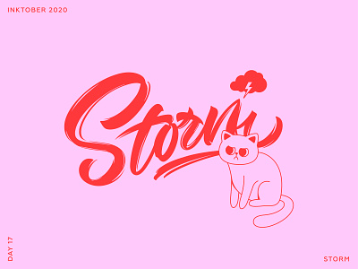 Inktober 2020. Lettering & Cats. Day 17 - Storm. calligraphy cat design fonts hand drawn illustration ipad lettering lettering typography vector
