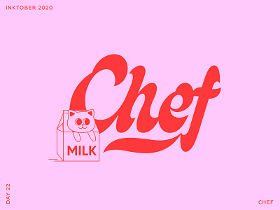 Inktober 2020. Lettering & Cats. Day 22 - Chef. calligraphy cat design fonts hand drawn illustration ipad lettering lettering typography vector