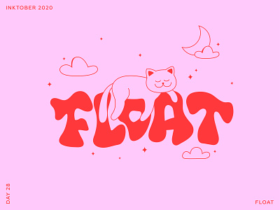 Inktober 2020. Lettering & Cats. Day 28 - Float. alphabet calligraphy cat design fonts hand drawn illustration ipad lettering lettering typography vector
