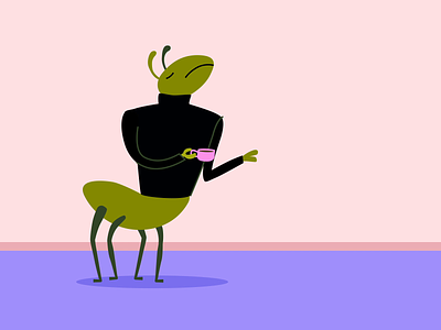 Judgemental Art Ant after effects animation ant banana bug coffee illustration museum path animation vector walking