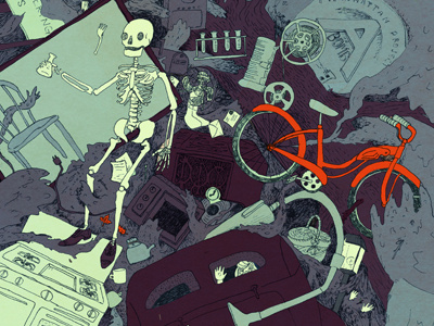 Atomic Mythology: The Mud Monster atomic design drawing illustration line work mythology poster print skeleton wwii