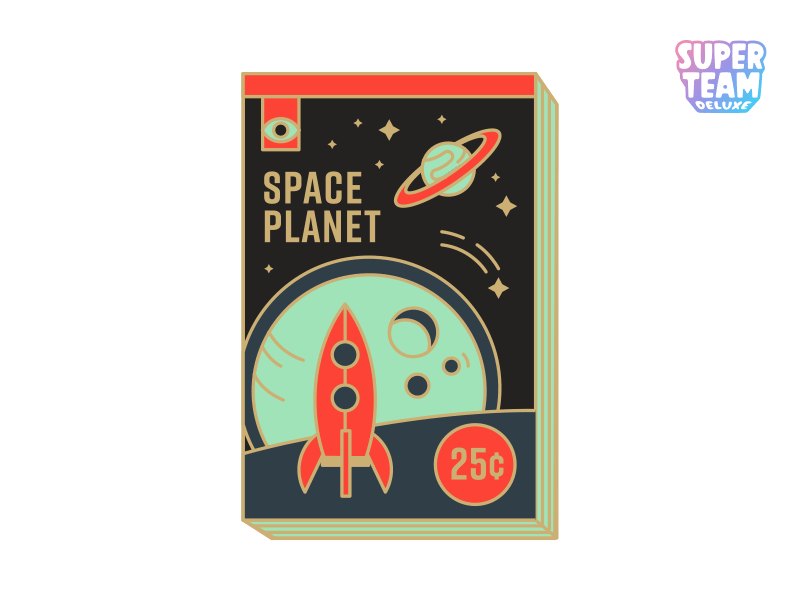 Space Planet: Sci Fi Paperback Enamel Pin book creative south enamel pin glow in the dark sci fi science fiction super team deluxe