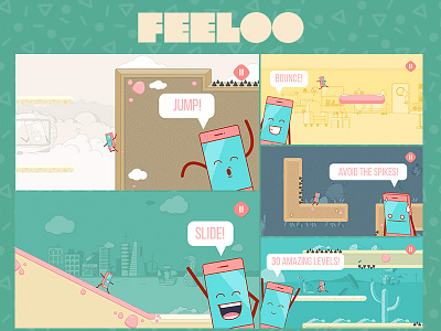 Feeloo - The Game - ScreenShots app feeloo flat game illustration ios iphone mobile run and jump screenshot vector video game