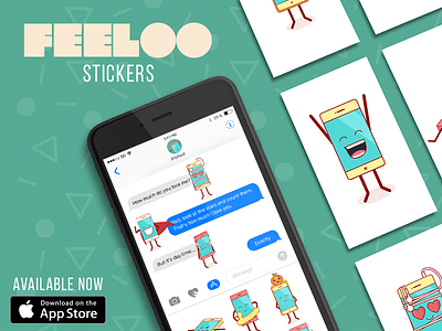 Feeloo - Stickers! app feeloo feeloo the game flat game illustration ios iphone mobile run and jump vector video game