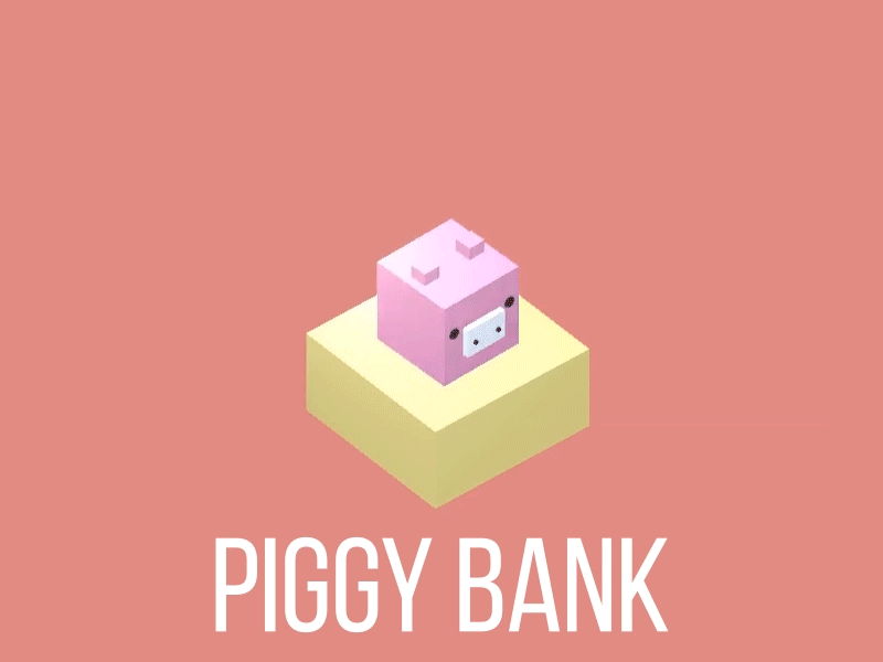 Piggy Bank 3d characters cube design unity video game wip work in progress