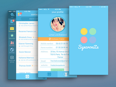 SyncroniZe app colorful design graphic social ui ux