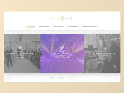 HOVER website wip. design gold ui ux web website white