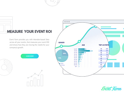 Event ROI with Event Farm analytics charts data event graphs statistics ui ux website