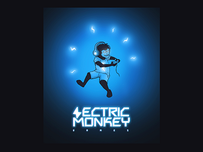 So I made a game last weekend blue bolt design electric game lightning logo monkey neon production