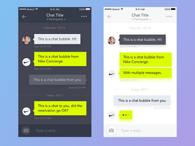 Chat Experiment bubbles chat concierge discussion message messaging nike ui yellow