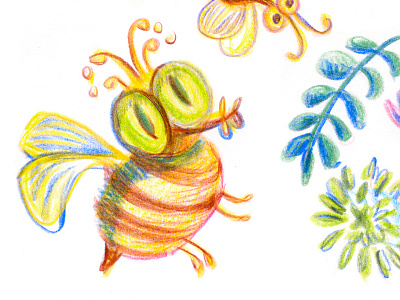 Bee artappler bee character children color hand drawn illustration pencil