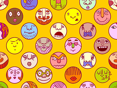 Faces doodle emotion expression face fun pattern seamless