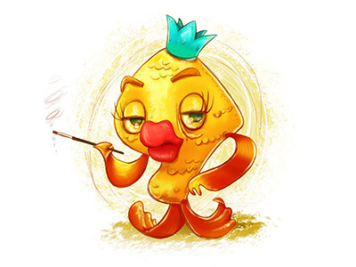 Goldy artappler characterdesign fish fun golden illustration золотая рыбка пушкиy сказки