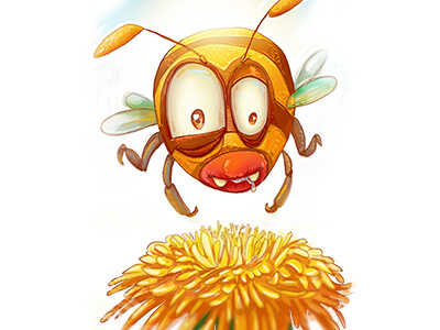 Bee artappler bee cartoon character comic digital illustration