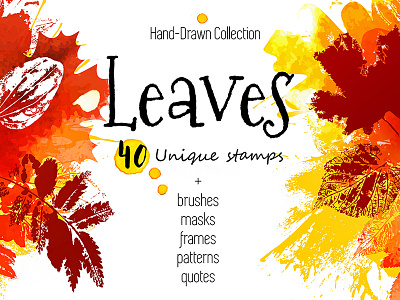 Stamped Leaves autumn brush lettering mask pattern photoshop frame quote stamp