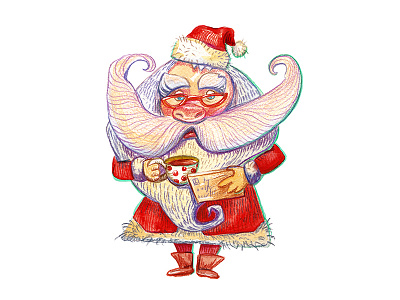 Santa art banner card christmas color pencil cut holiday paper santa snow winter