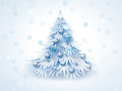 Fir tree christmas design evergreen fir tree holiday material design paper paper art paper craft vector white