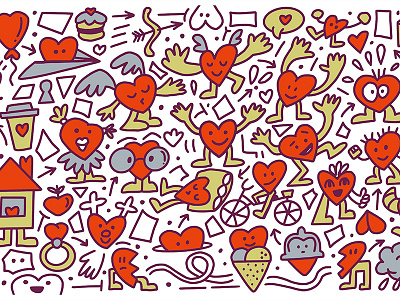 Valentine's Day Doodles character cute doodle heart illustration kids valentines vector