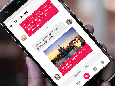 Group conversation android app chat material messaging mockup oneplus pink psd social ui ux