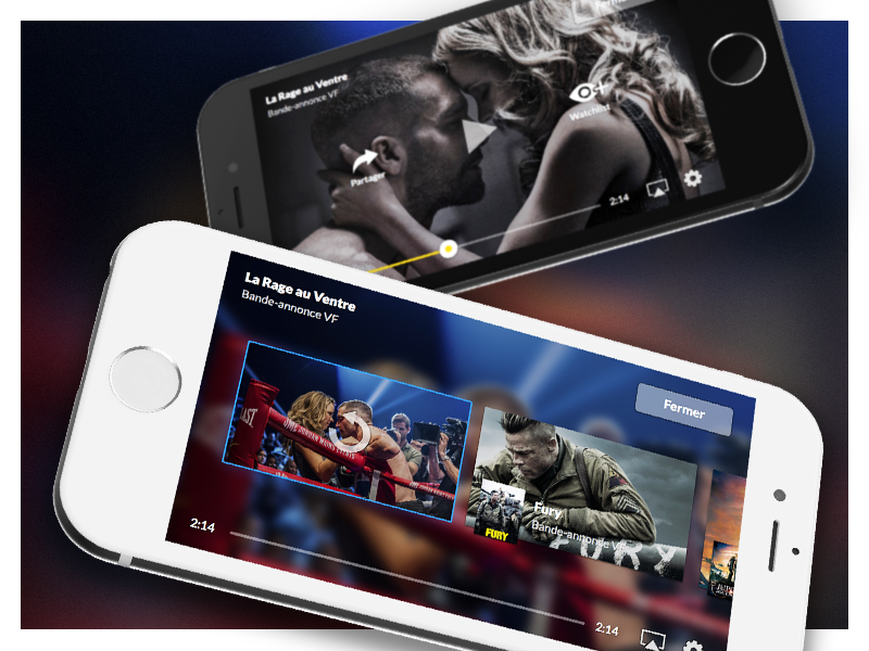 Video player + queue (WIP) cover ux ui trailers iphone cinema movies cinemur ios queue player video