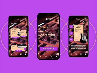 Music instruments shop (concept design) app design mobile music shop ui