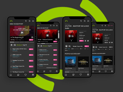 Beatport music app (concept design) app design mobile music ui