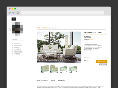 Product page done. flat furniture icons interface minimal mobile navigation project shop ui ux web