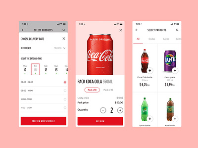 Delivery App app beverage coke delivery design drink flat minimal mobile ui ux