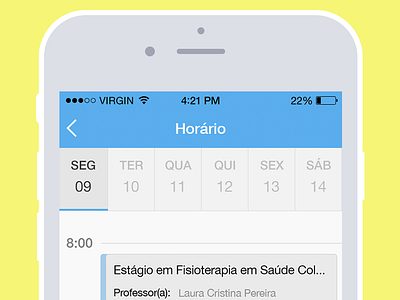 Schedule App app design flat hour mobile schedule time ui university ux