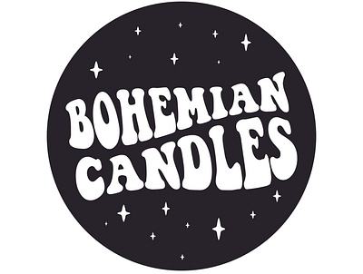 Bohemian Candles Logo 70s 70s logo bohemian boho branding branding design branding designer candles chunky groovy handcrafted illustrator local logo design shop small vintage