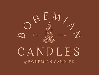 Bohemian Candles Alternative Logo 70s logo bohemian boho branding design candles design illustration illustrator logo serif logo thin font style vector vintage