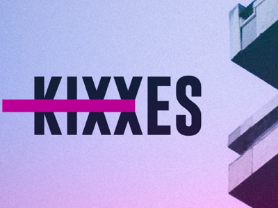 KIXXES blue branding city kiss logo logotype music netlabel photoshop pink