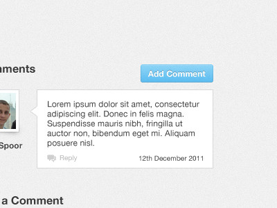 Comments Area avatar comments reply ui website