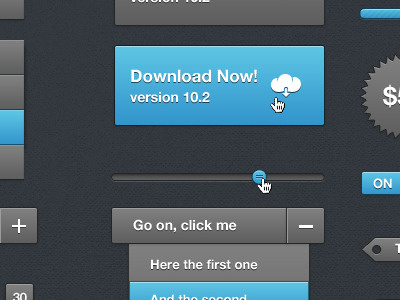 Dark UI Elements badge buttons drag dropdown slider ui website