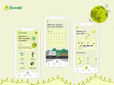 Création d’une application mobile sur le tri des déchets app defis ecolo figma green ux ui