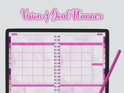 Monthly Digital Planner with Vision and Goal Planner digital digital planner digital planner for 2022 planner