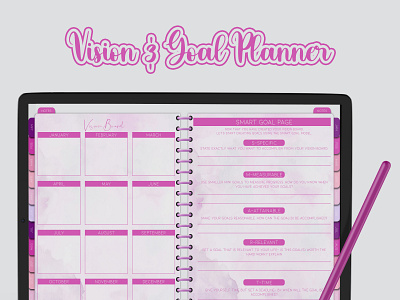 Vision Board and Smart Goal Digital Planner for 2023 digital planner digital planner for 2022 smart goal vision board