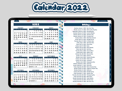 Digital Planner Calendar 2022