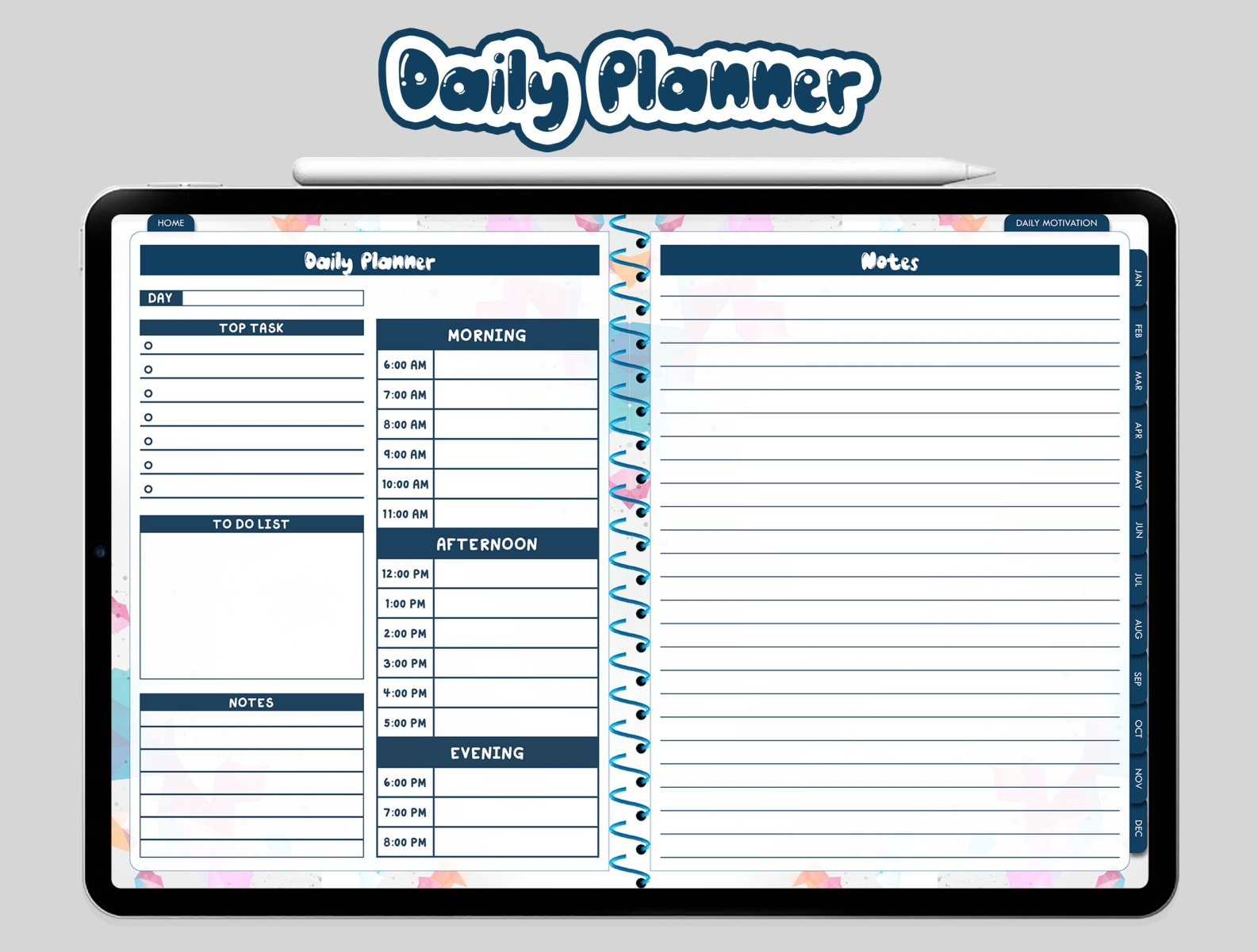 Digital Daily Planner With Notes by Luxury Planner on Dribbble