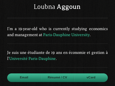 loubna.fr vcard css green html website