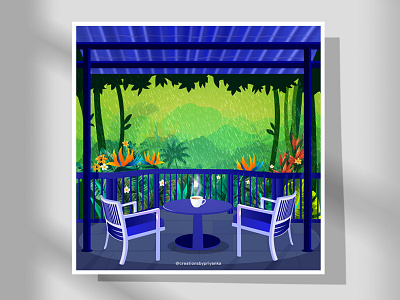 Digital Illustration a tropical view illustration art artist digital art drawing illustration