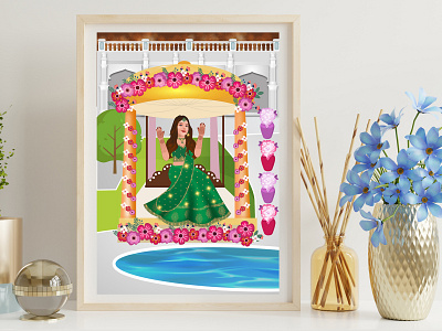 Digital Illustration art artist cartoon styly design digital art drawing graphic design illustration illustratrion indian wedding indian wedding logo portrait tshirtdesign wedding card
