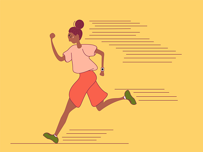 running girl afroamerican fitnes flat illustration girl running sport