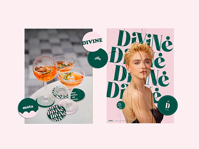 Divine Club - Communication brand branding club coaster coasters communication content divine drinks green madonna pink weed weed logo