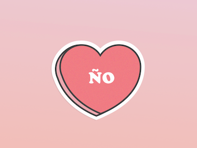 Nope! candy gradient heart icon illustration no nope spanish valentines ño